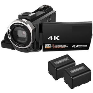 Digitale camera-recorder Digitale videocamera camcorder 4K 1080P 48MP WIFI DIGITAL 16X ZOOM CAMCORDERSCORDER MET 3INCH CAPECIPITEERD TOUCHSCREEN Ir Infrarood gezicht(Black 2pcs batteries)