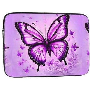 Paarse Vlinder Schokbestendige Draagbare Laptop Sleeve Voor Mannen En Vrouwen Zakelijke Reizen Kantoor Dagelijks Gebruik17 Inch