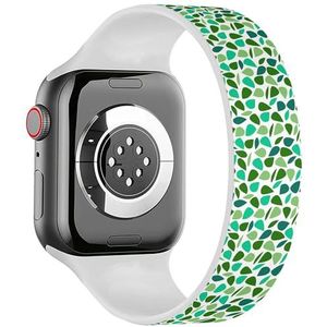 Solo Loop band compatibel met alle series Apple Watch 38/40/41mm (veelkleurige groene bladeren bomen) rekbare siliconen band band accessoire, Siliconen, Geen edelsteen