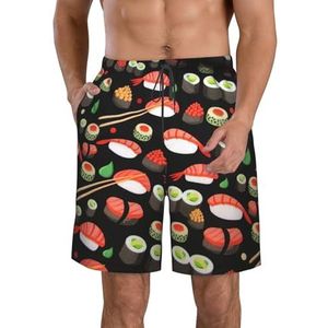 FRGMNT Luipaardprint Print Print Mannen Sneldrogende Zwemshorts Strand Korte Board Spa Trunks Stretchy Gym Shorts Surfen Korte, Japanse Sushi Garnalen, M