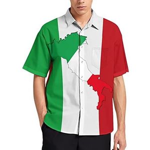 Italiaanse vlag met Italië kaart Hawaiiaans shirt voor mannen zomer strand casual korte mouw button down shirts met zak