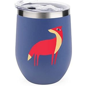 Rode Cartoon Fox Geïsoleerde Tumbler met Deksel Leuke Roestvrij Staal Koffie Mok Duurzaam Thee Cup Travel Mok Blue-stijl