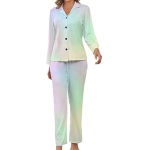 Iridescent Hologram damespyjama set bedrukte pyjama set nachtkleding pyjama loungewear sets M