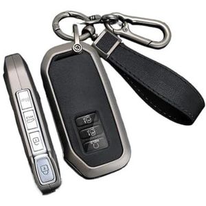 Autosleutel beschermhoes Zink Metaal Lederen Auto Afstandsbediening Sleutel Case Cover Shell Sleutelhanger Auto Accessoires Voor Sorento MQ4 2020-2022 EV6 K8 V6 Sleutel Shell(Black set)