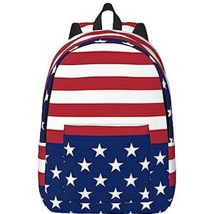 NOKOER Amerikaanse vlag sterren strepen bedrukte canvas rugzak,Laptop rugzak,Lichtgewicht reisrugzak voor mannen en vrouwen, Zwart, Medium, Rugzak Rugzakken
