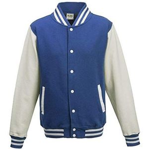 Just Hoods Varsity Jacket Collegejack, uniseks, koningsblauw/wit, M