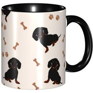 BEEOFICEPENG Mok, 330ml Custom Keramische Cup Koffie Cup Thee Cup voor Keuken Restaurant Kantoor, Hond Teckel