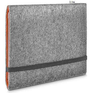 Stilbag vilthoes voor Huawei MediaPad M5 Lite 8 | Merinowolvilt etui | FINN collectie - Kleur: lichtgrijs/oranje | Tablet beschermhoes Made in Germany