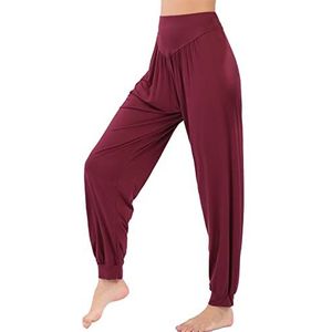 Hoerev Superzachte Spandex Harembroek Voor Yoga en Pilates,Donkerrood,M