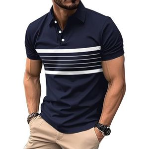 yk8fass Gestreept poloshirt met V-hals pt-4783, marineblauw, S