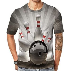 Vintage Bowling Ball Heren Korte Mouw Grafisch T-shirt Ronde hals Print Casual Tee Tops 2XL
