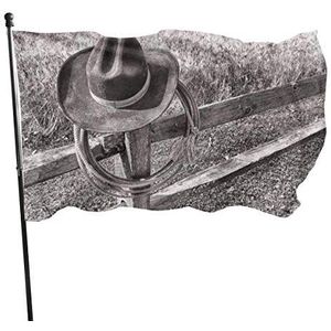 Vlag 90x150cm, Vintage Cowboy Hoed Breeze Vlag Levendige Kleur Yard Vlaggen 2 Metalen Oogjes Vlaggen Banner, Voor Vieringen, Tuin, Feesten