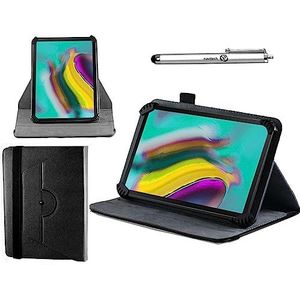 Navitech Zwarte hoes met 360° draaibare standaard en stylus compatibel met PRITOM 10 inch Android Tablet Android 10.0 OS Tablet