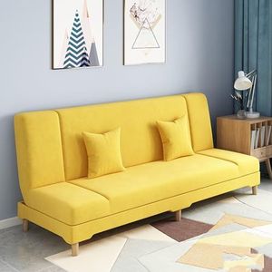 FZDZ —Converteerbare futon slaapbank, katoen en linnen traagschuim loveseat, converteerbare slaapbank met verstelbare rugleuning, ruimtebesparende slaapbank voor woonkamer lucht (kleur: geel, maat: