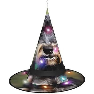 OdDdot schattige schnauzer heksenhoed - LED gekleurd licht, geschikt voor Halloween, Kerstmis, rollenspel en meer