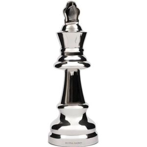Riviera Maison Figuurdecoratie zilver, afbeelding koning schaken, decoratie van de woonkamer - Chess Play King sculptuur - aluminium - handgemaakt - (LxBxH) 9x7x26