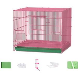 Qianly Bunny Cage Cavia Cage, Gemakkelijk schoon te maken met uittrekbare lade, Kleine dierenhuis Indoor Bunny Hutch voor egels, roze B