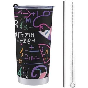 LHDGSJE Math Formula Geïsoleerde beker Herbruikbare Roestvrijstalen Mok Reizen Koffiemok Lekvrij Grote Capaciteit Auto Cup Geïsoleerde Waterfles Past in Auto Bekerhouder