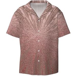 YJxoZH Rose Goud Roze Print Heren Jurk Shirts Casual Button Down Korte Mouw Zomer Strand Shirt Vakantie Shirts, Zwart, XXL