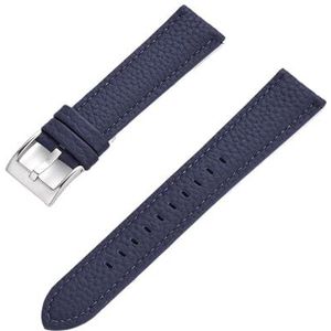 Jeniko Echt Lederen Horlogeband 20 Mm 22 Mm Snelsluiting Horlogebanden For Polsbandhorlogeaccessoires (Color : Blue Silver, Size : 20mm)