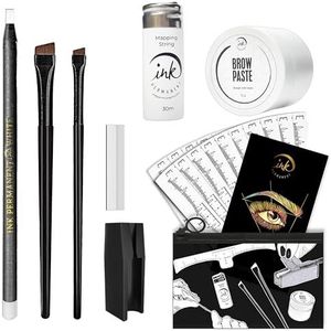 Wenkbrauw Mapping Set met 30m Witte Mapping Draad, 15g Wenkbrauw Pasta + 2 Wenkbrauw Borstel Set, Mapping Potlood, Vormgever en Mesjes, 20 Liniaal Sjablonen en Instructies