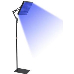 Zonnebanklamp, 45W 225 volledig blauwe LED-lampen, 5-30 minuten timing 180° draaibare zonnebanklamp, met oogmasker en beugel, grote oppervlakteverlichting for lichaam en gezicht, bronzen huid