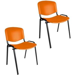 Topsit Büro & More 2-delige set bezoekersstoelen, stapelbare conferentiestoel, met zitting en rugleuning van kunststof, oranje