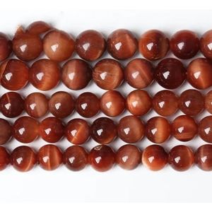 Natuursteen Blauwe Tijgeroog Kralen Ronde Losse Kralen 6 8 10 12mm Voor Sieraden Maken DIY Bedelarmband 15 ""Groothandel-Oranje tijgeroog-14mm 27 tot 28 stks