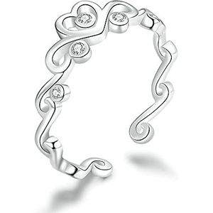 verstelbare ringen voor vrouwen925 sterling zilver 925 Zilveren Hart Kroon Ringen Verstelbare Vinger Ringen for Vrouwen Vintage Open Ring Bruiloft Verlovingssieraden