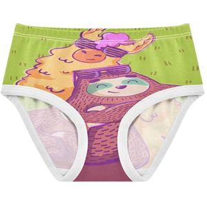 YOUJUNER Meisjesondergoed Leuke Cartoon Lama Luiaard Peuter Slipje Katoenen Broek Kleine Meisjes Slips Comfort Kids Onderbroek, Meerkleurig, 4 jaar