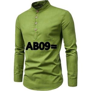 YMING AB09 AB09 Herenoverhemd met lange mouwen, voor werk en kantoor, effen, AB09, lichtgroen, 6XS