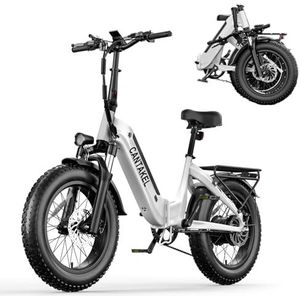 CANTAKEL GN20 Volwassen Opvouwbare Step-Thru Elektrische fiets 20 inch Vette band met 48V15AH Verwijderbare batterij 7speed