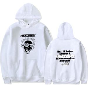 ENITEXOLUD Hellstar hoodie voor heren en dames, modieus sweatshirt met capuchon, uniseks, coole hiphop-trui met lange mouwen, Wit, XXS