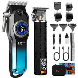 LQT Tondeuse voor heren, draadloze tondeuse en trimmerset met led-display, professionele tondeuse kit en ideale cadeaus voor mannen