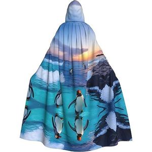 FRGMNT Pinguïn en zee print Mannen Hooded Mantel, Volwassen Cosplay Mantel Kostuum, Cape Halloween Dress Up, Hooded Uniform