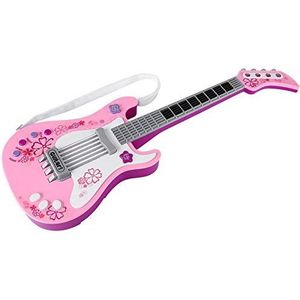 Kids Guitar Toy, Musical Play Toy Educational Rhyme Sound Toy with Lights and Melodies for Kids Toddlers (Pink )