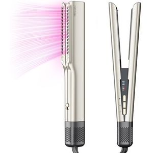 PARWIN PRO BEAUTY Air Steil, Haar Airstyler, Nat tot Droog Stijltang, Geen Thermische Schade, 200M Ionische Föhn Stijltang (Silver De)