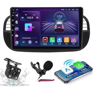 Android 14 Autoradio Navi voor F-iat 500 2007-2015 9 ""Screenradio met draadloze carplay Android Auto GPS Navigatieondersteuning Bluetooth 5.0 HIFI FM 5G-WiFi SWC MIC-camera,M120s