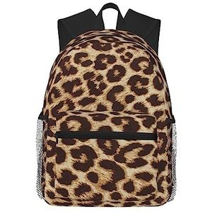 NOKOER Leuke Luipaardprint Gedrukt Lichtgewicht Casual Rugzak,Laptop Rugzak Waterdichte Canvas Tas, Camping Rugzak Reizen Dagrugzak, Zwart, One Size