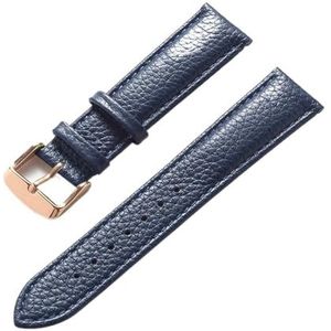 LQXHZ Litchi Patroon Zacht Leer Lederen Band Heren Dames 16mm18mm20mm22mm Horlogeband Accessoires (Color : Royal blue rose, Size : 15mm)