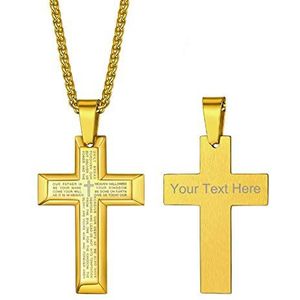 Goldchic Jewelry Op Maat Gegraveerde Lord's Prayer Cross Ketting, 18k Vergulde Bijbel Religieuze Jewelry, Voor Mannen Vrouwen Met Geschenkdoos