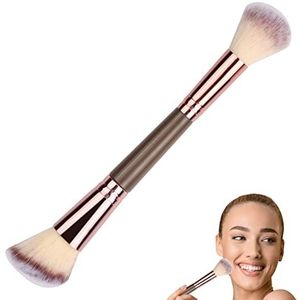 Nivofu Make-upkwast, poederkwast, dubbele borstel, foundationkwast, concealerkwast, rougekwast, cosmeticakwast, zacht, Kabuki make-upkwast, allrounder voor prachtige make-up, roségoud