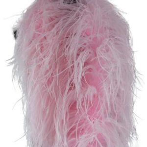 0,5 tot 3 meter Struisvogelveren 6-laags pluizige struisvogelveren sjaal versieringen diy bruiloft kleding naaien decoratie lint-lichtroze-6-laags 2,5 meter