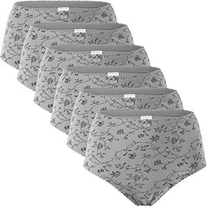 Celodoro Dames tailleslip (6 stuks) microvezel slip met bloemenpatroon, grijs, XXL