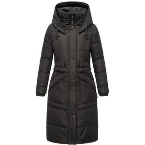 MARIKOO Ayumii Winterjas voor dames, warme gewatteerde jas, lang, met capuchon, maat S-3XL, zwart, M