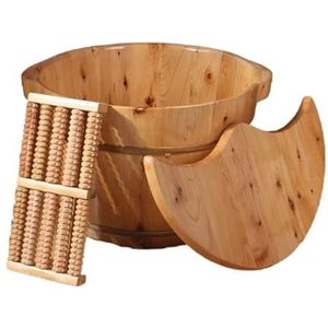 Houten voetbad, draagbare pedicurekuip met deksel, voetwasbak, emmer, voetwasbak, wasbak, waskom for sauna, slaapkamer, hotel(30cm)