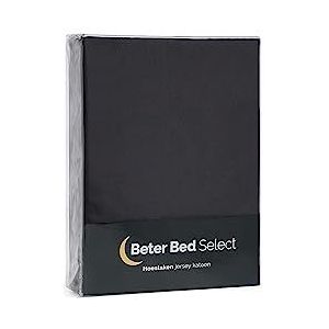 Beter Bed Jersey Hoeslaken voor Matras - 100% Katoen - 180 x 200/210/220 x 30 cm - Zwart