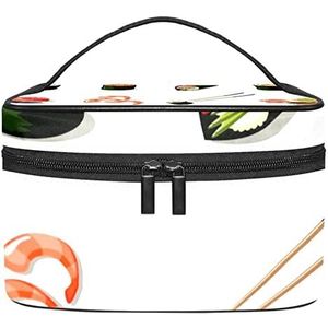 sushiPattern ramen make-up organizer tas, reismake-up tas organizer case draagbare cosmetische tas voor vrouwen en meisjes toiletartikelen, Meerkleurig, 22.5x15x13.8cm/8.9x5.9x5.4in