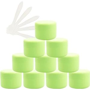 YKMYXZ, 12 stuks lege 50 ml roze plastic cosmetische potten met schroefdeksel, 50 g kleine pot met binnenvoering for cosmetische reisgel lippenbalsem + 5x spatel(Groen,20ml)