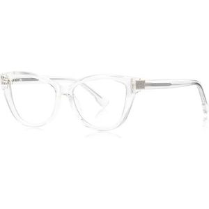 moomoobird Cat Eye Bril Blauw Licht Blokkeren TR90 Montuur Mode Bril Frame voor Vrouwen, transparant